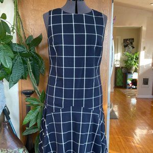 The Limited Blue-Black Plaid Drop-Waist Dress